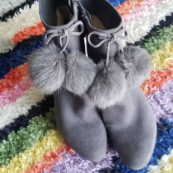 Michael Kors Gray Fur Pom Pom Booties - Picture 3 of 4